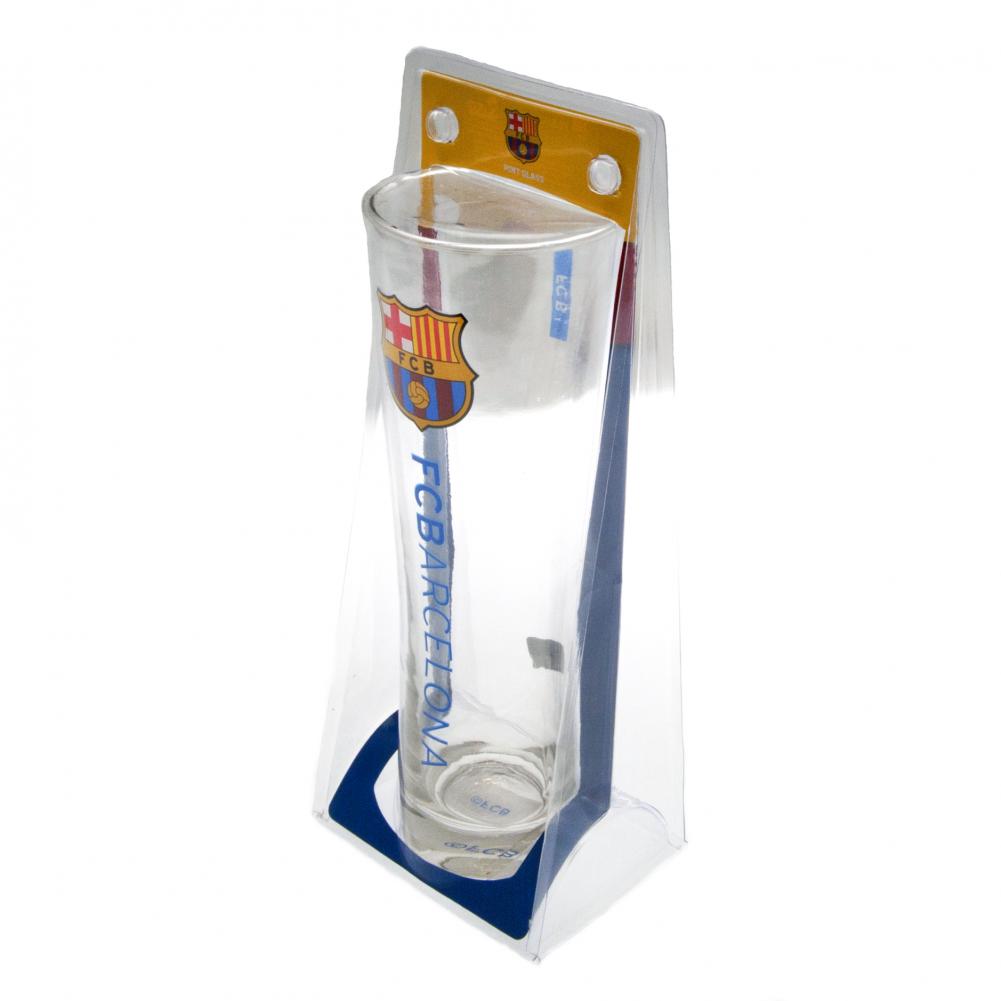 Tall Beer Drinking Glass Featuring FC Barcelona Design