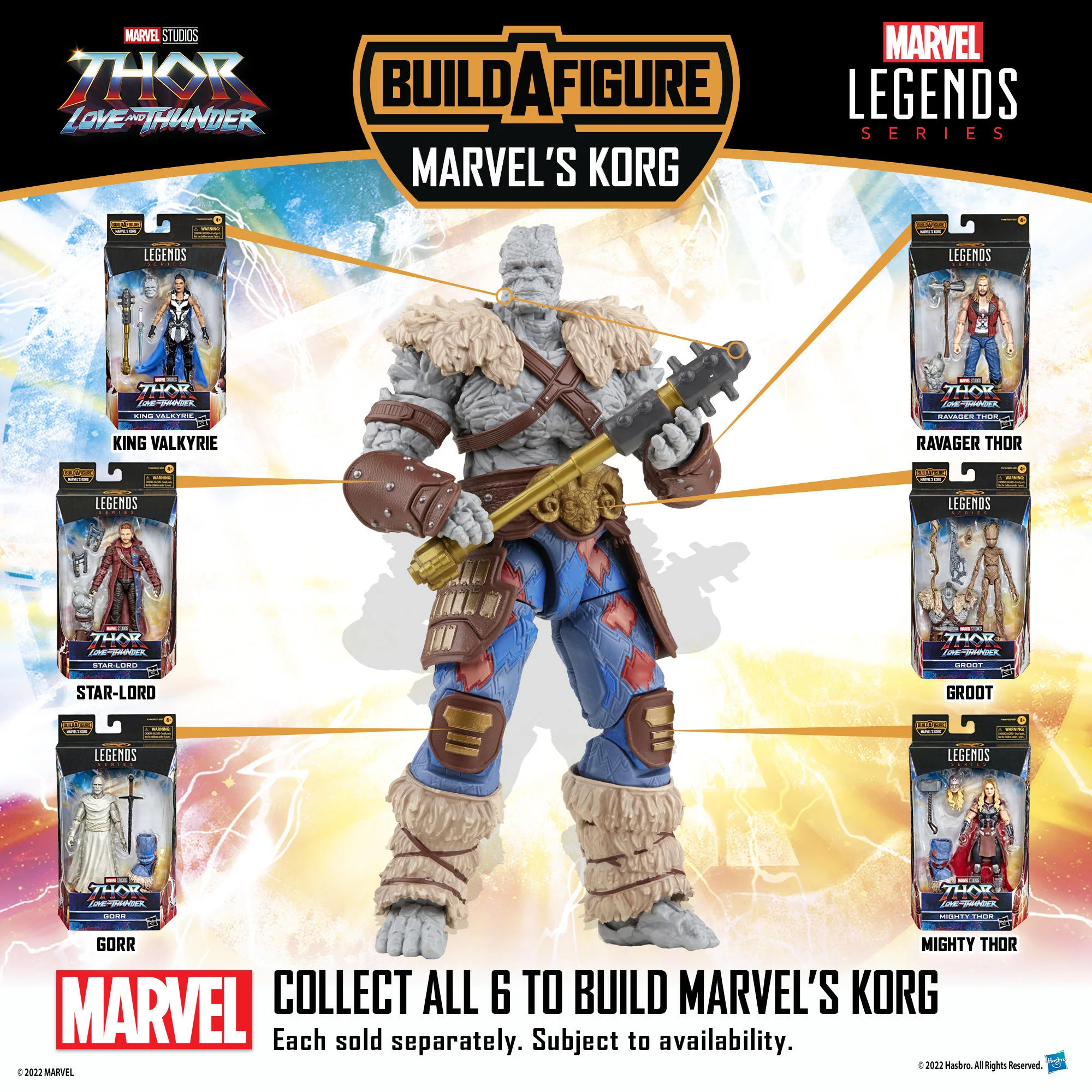 Marvel Legends Action Figures - Thor: Love and Thunder Korg Build - A - Figure Complete Wave
