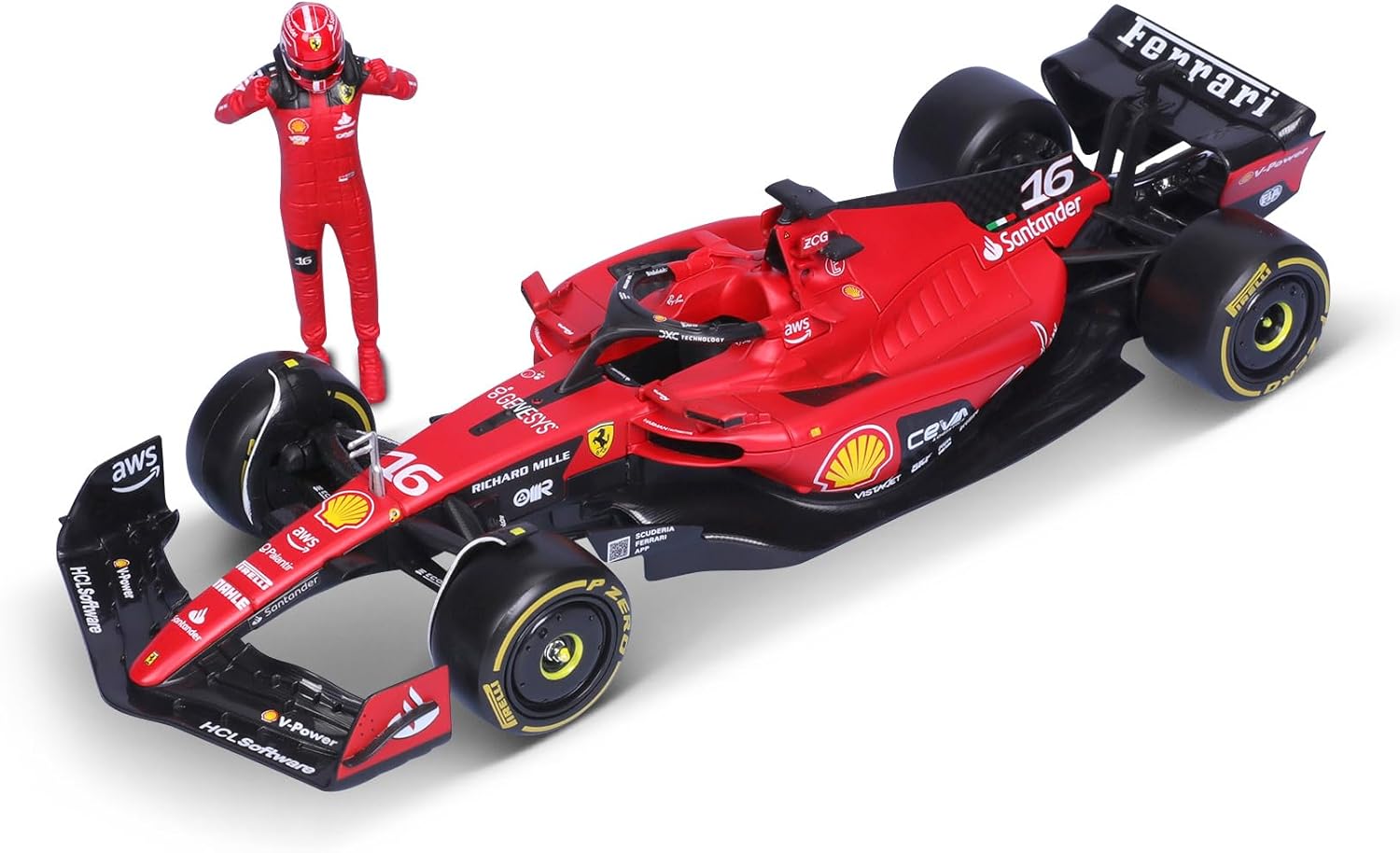 Formula 1 Ferrari SF - 23 Official Die - cast Collectible Model with Charles Leclerc Driver Figure Replica