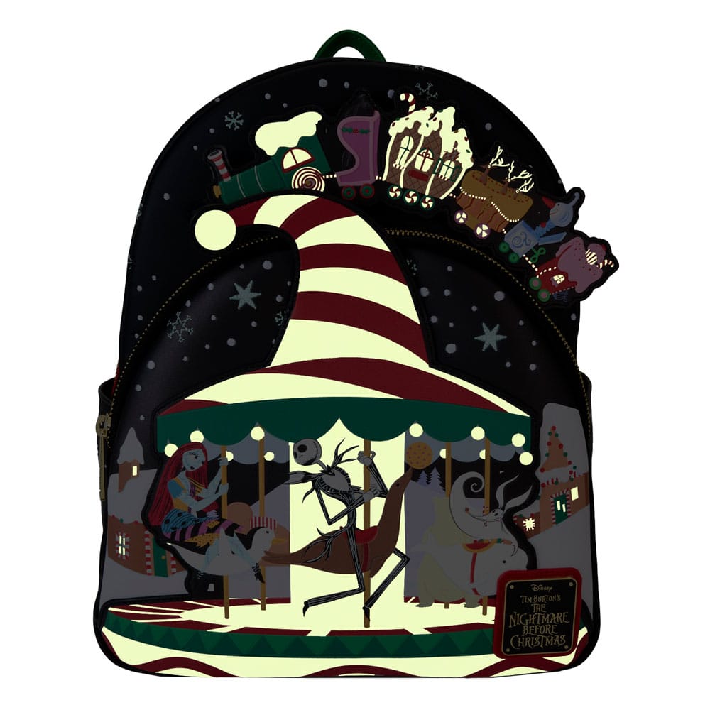 Loungefly Brand Disney The Nightmare Before Christmas Christmas Town Themed Fashionable Mini Backpack for Travel and Daily Use