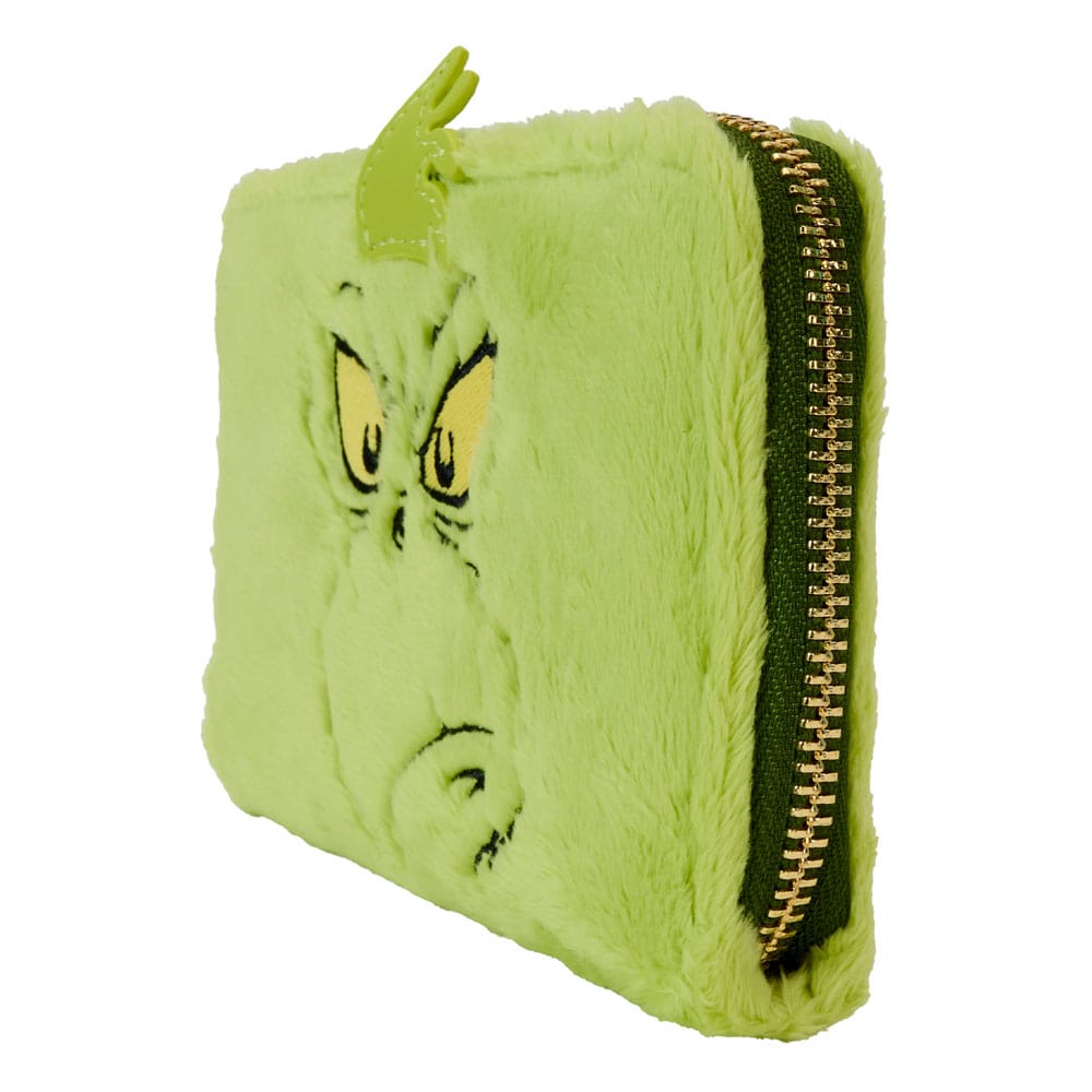 Loungefly Dr. Seuss' How The Grinch Stole Christmas! Plush Cosplay Glow-in-the-Dark Zip Around Wallet for Fans