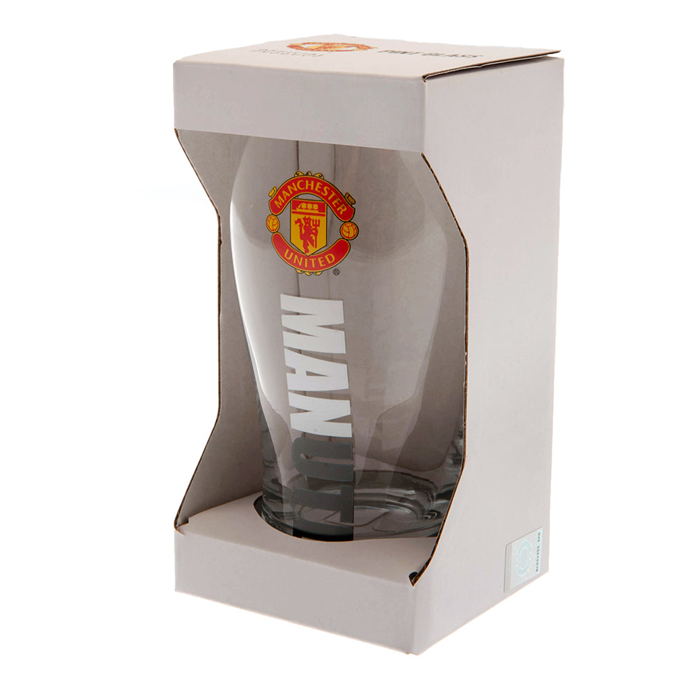Stylish Manchester United FC Grey and Black Wordmark Tulip Pint Glass