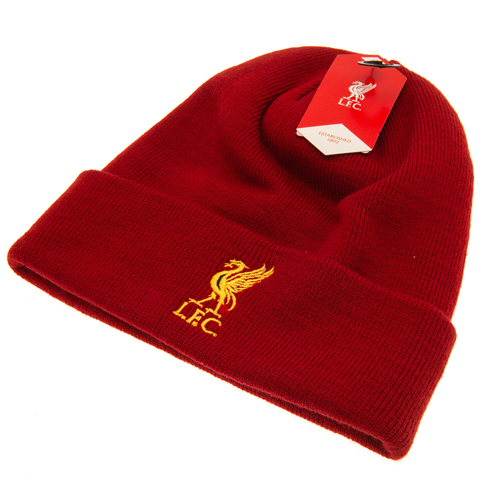 Liverpool FC Embroidered Razor Red Knitted Beanie with Turn - Up Cuff
