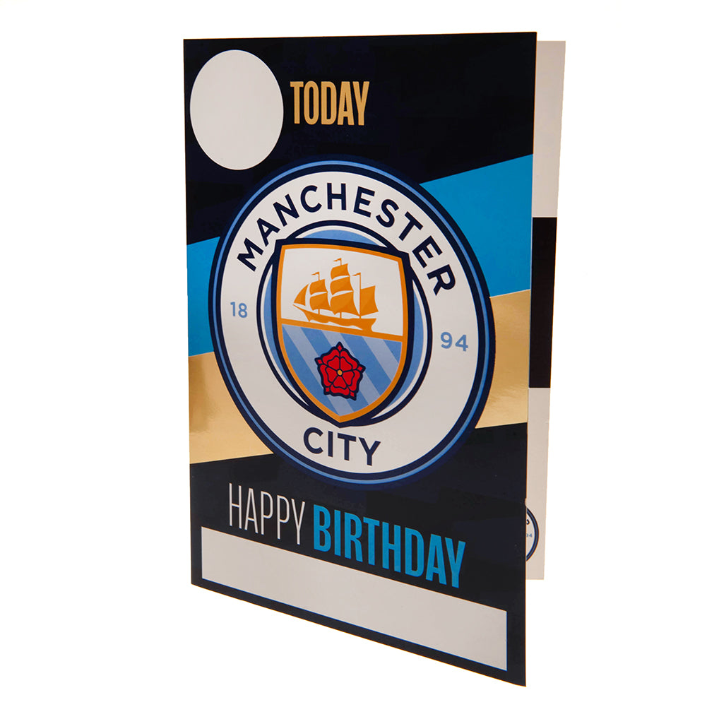 Manchester City Football Club Personalizable Birthday Card with Decorative Gold Stickers