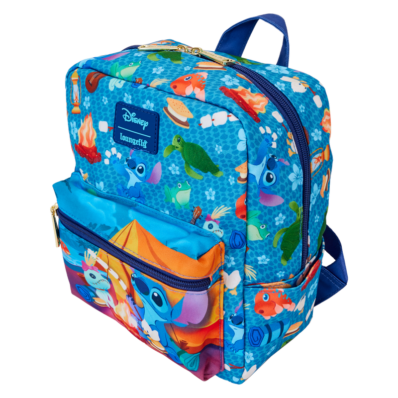 Loungefly Disney Mini Nylon Backpack with Stitch Camping Cuties All - Over Print