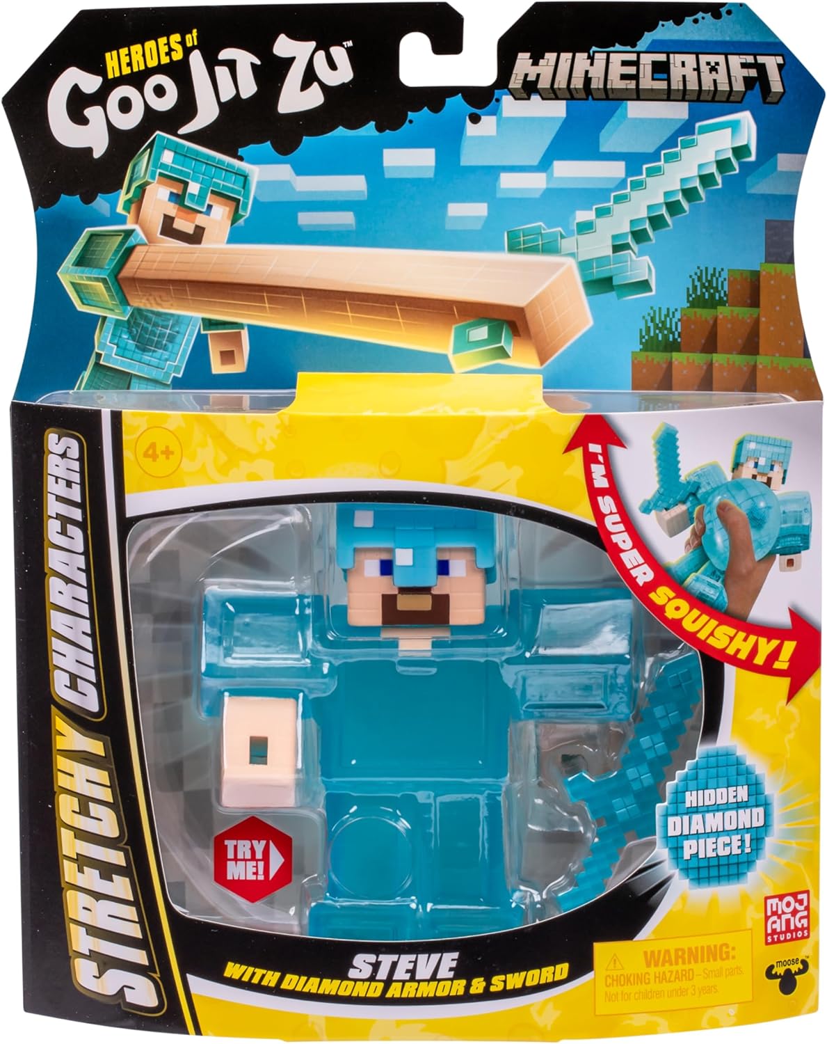 Stretchy Heroes of Goo Jit Zu: Minecraft Steve with Diamond Armor & Sword