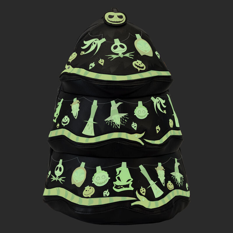 Loungefly Disney The Nightmare Before Christmas Glow - in - the - Dark Tree - Shaped Mini Backpack for Festive Occasions