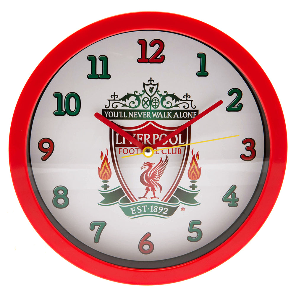 Liverpool FC Red Wall Clock with White Face and Classic Crest for Kids' Bedroom