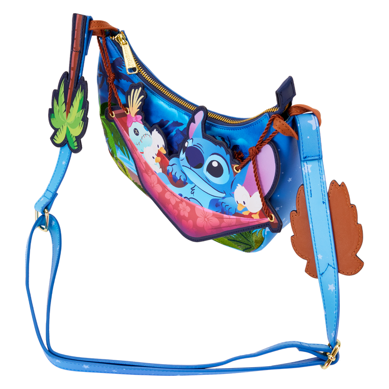 Loungefly Disney Stitch Camping Cuties Adjustable Hammock Vegan Leather Crossbody Bag
