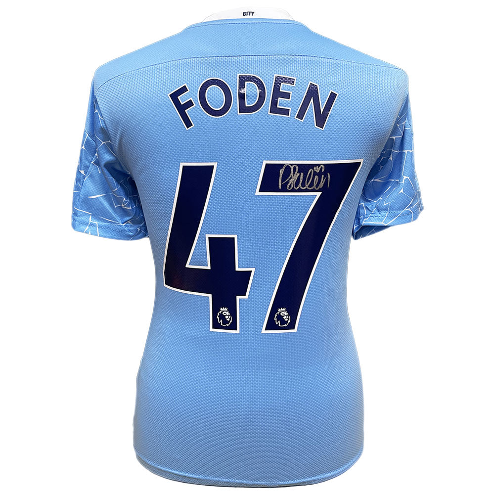 Authentic Phil Foden Signed 2020 - 2021 Manchester City FC Replica Shirt