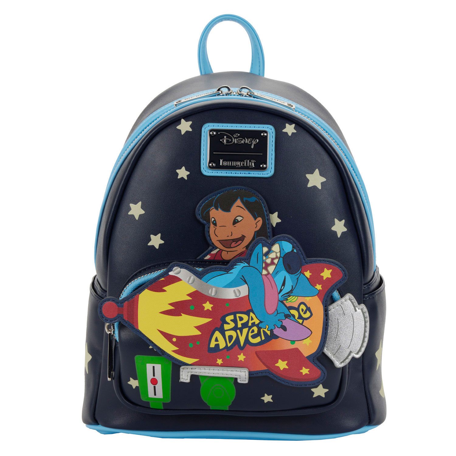 Loungefly Licensed Disney Lilo & Stitch Themed Space Adventure Mini Backpack for Cosplay and Daily Use
