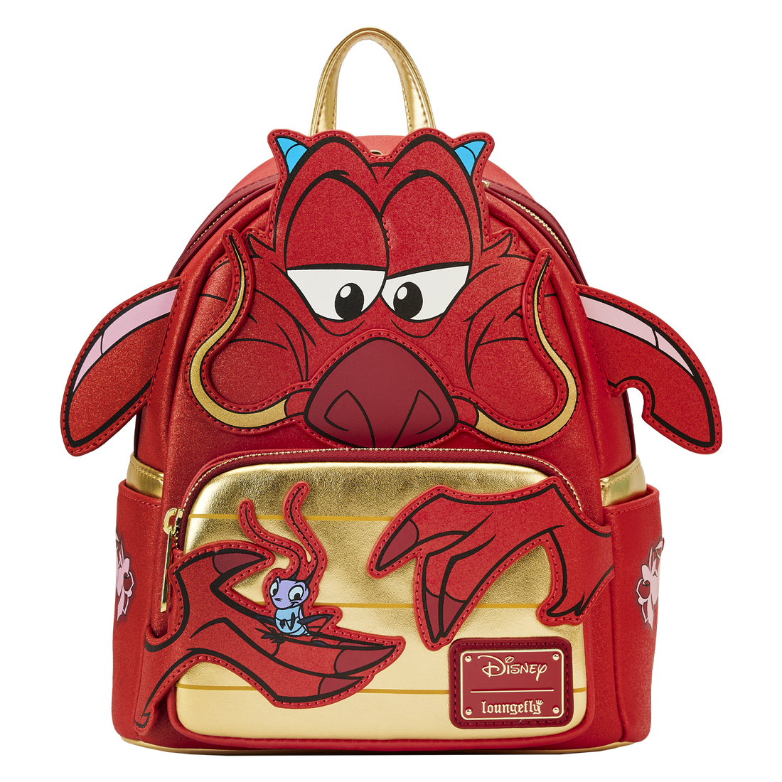 Loungefly Disney Mulan 25th Anniversary Mushu Themed Glittery Cosplay Style Mini Backpack for Fashionable Outings