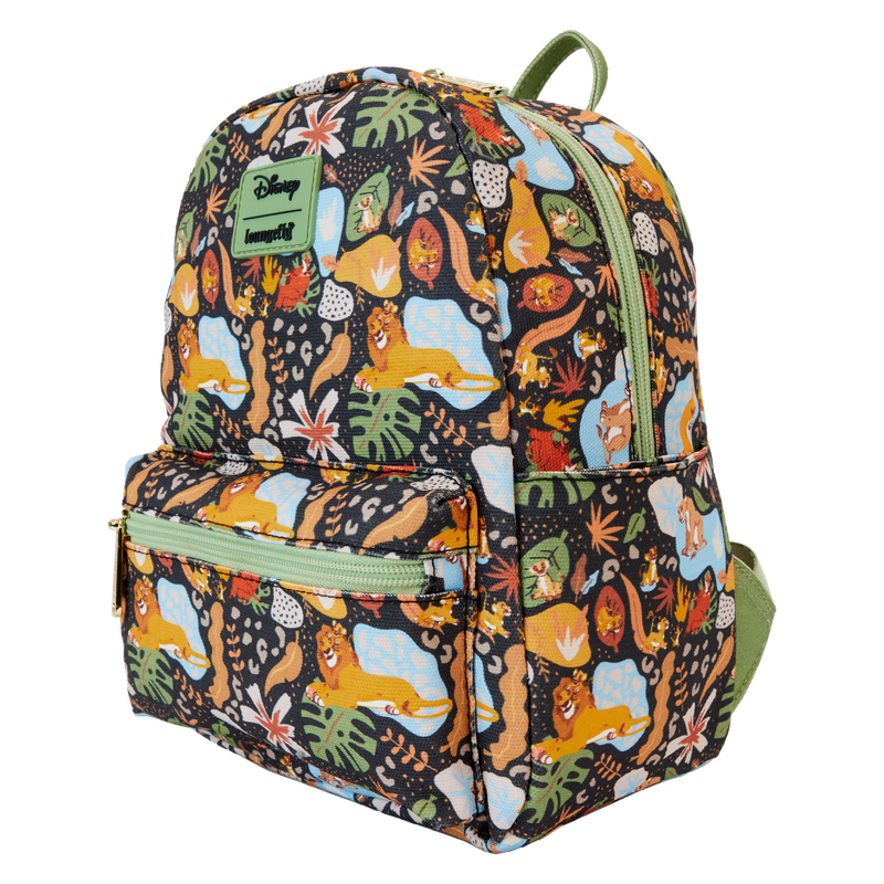 Loungefly Licensed Disney The Lion King 30th Anniversary Mini Canvas Backpack with All Over Character Silhouette Print