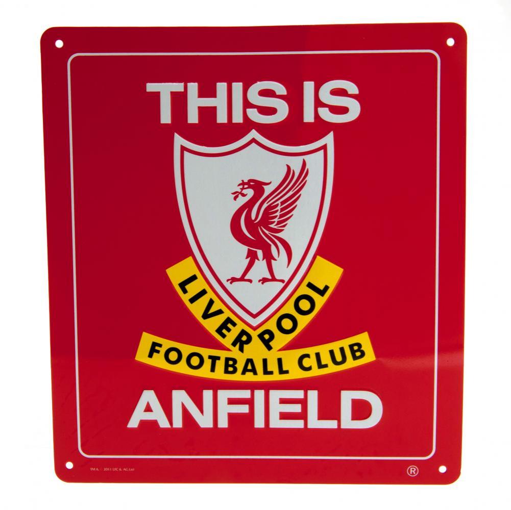 Liverpool Football Club Iconic 'This is Anfield' Stamped Metal Wall Decor Sign