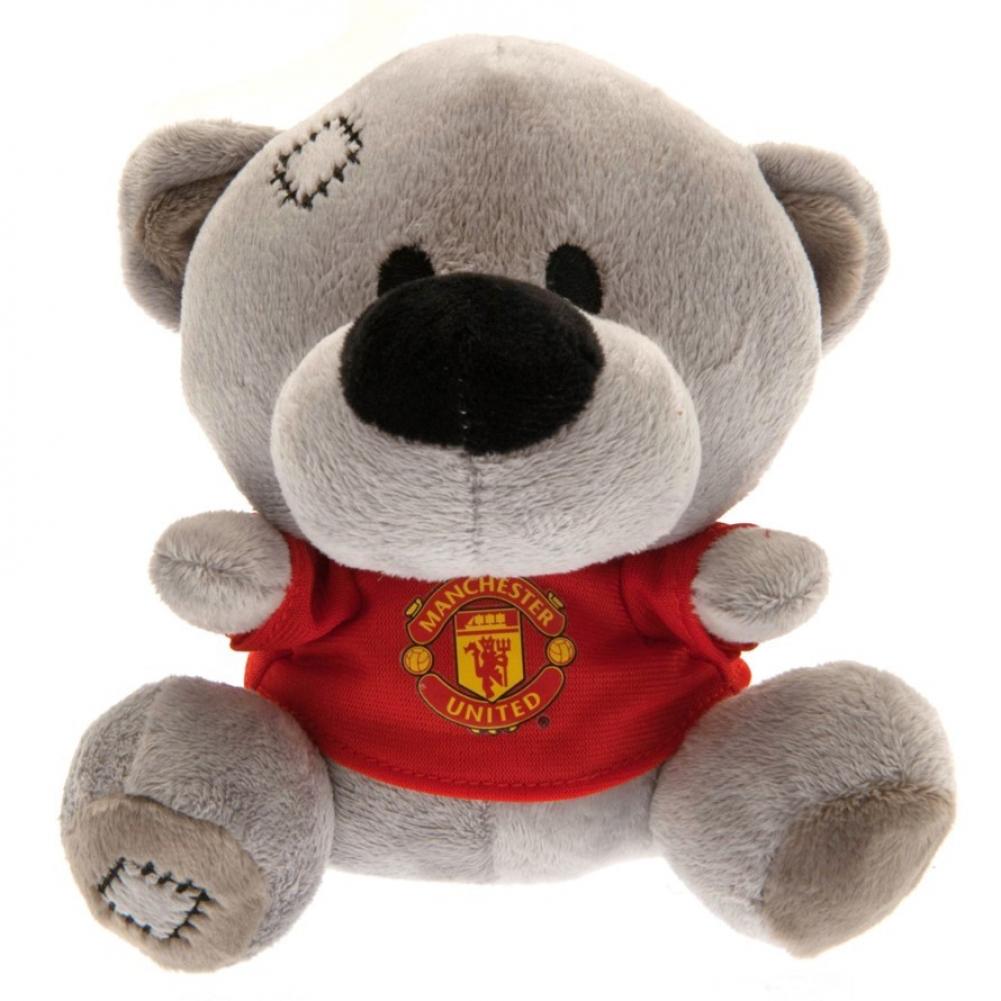 14cm Tall Grey Manchester United FC Timmy Plush Bear with Red T - shirt
