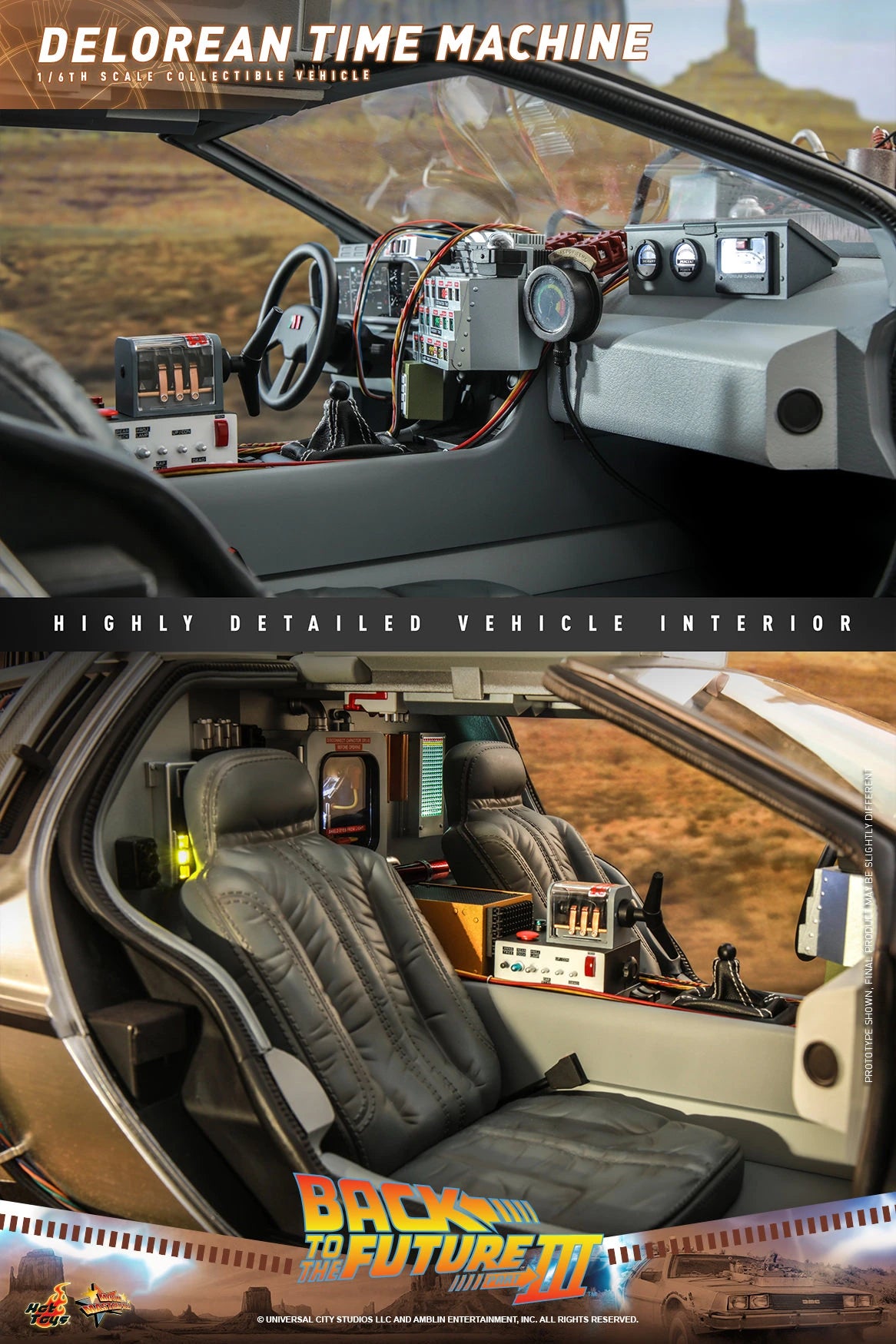 Hot Toys 1/6th Scale Back to the Future Part III DeLorean Time Machine Collectible