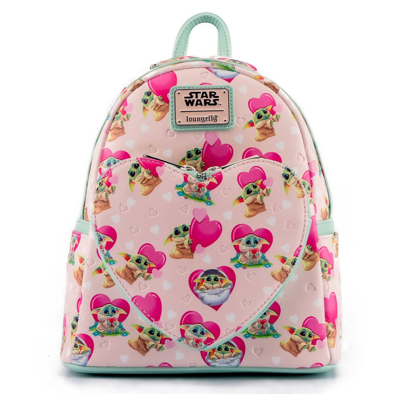 Loungefly Star Wars Grogu Valentines Mini Backpack with All - Over Heart Print