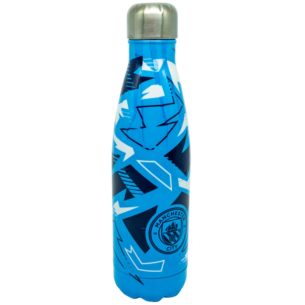 Sky Blue and Navy Manchester City FC Insulated Stainless Steel Thermal Flask