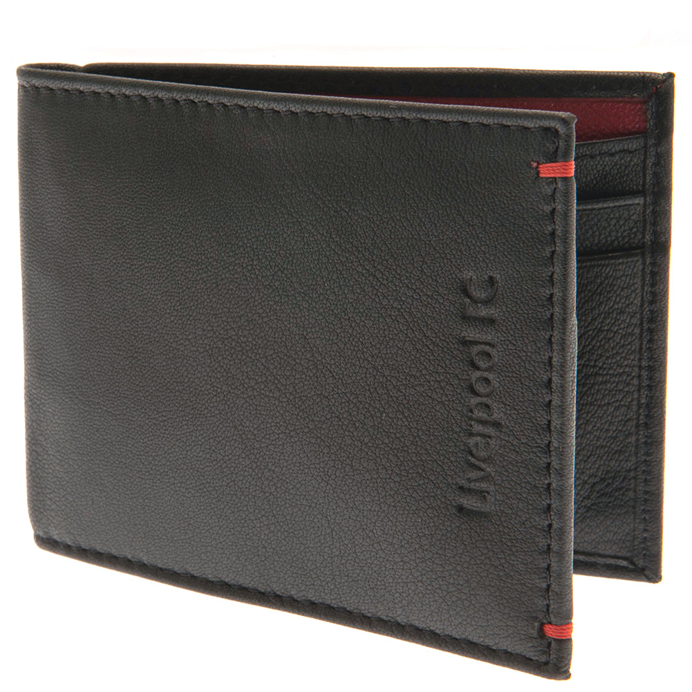 Premium Liverpool FC Embossed Leather Wallet with Red Stitching