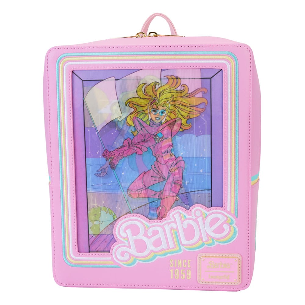 Loungefly Triple Lenticular Mini Backpack in the Style of Barbie 65th Anniversary Doll Box