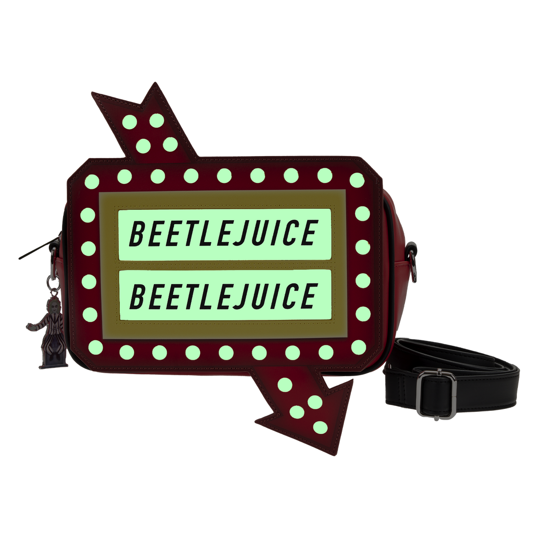 Loungefly Branded Beetlejuice Themed Graveyard Sign Design Crossbody Shoulder Bag