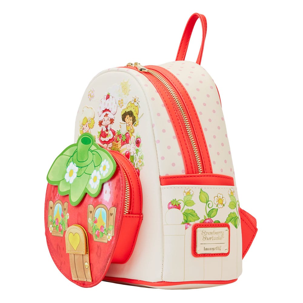 Loungefly Strawberry Shortcake Themed Strawberry House Design Mini Backpack for Fashionable Outings