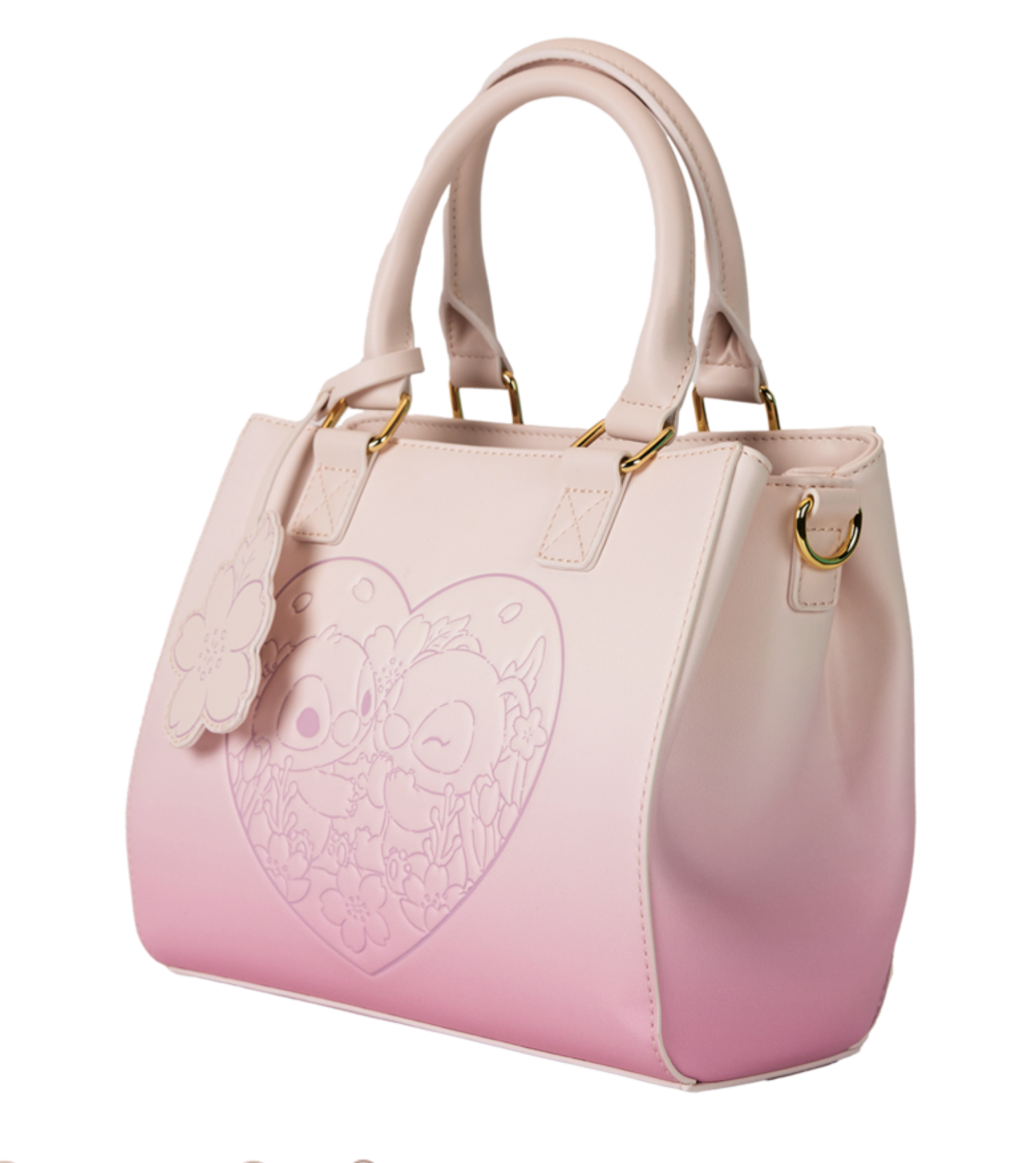 Loungefly Disney Soft Pink Stitch and Angel Adjustable Crossbody Bag