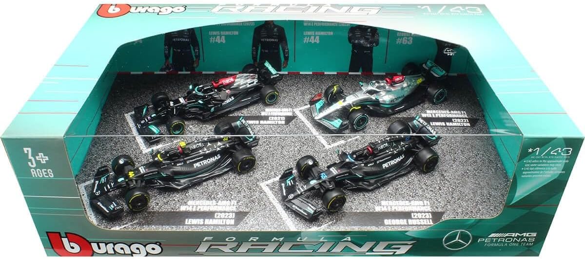 Official 4-Pack Set of Lewis Hamilton's Mercedes-AMG F1 Cars from British GP