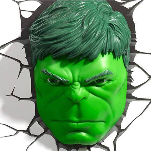 Marvel 3D Decorative Wall Light Featuring The Hulk's Face