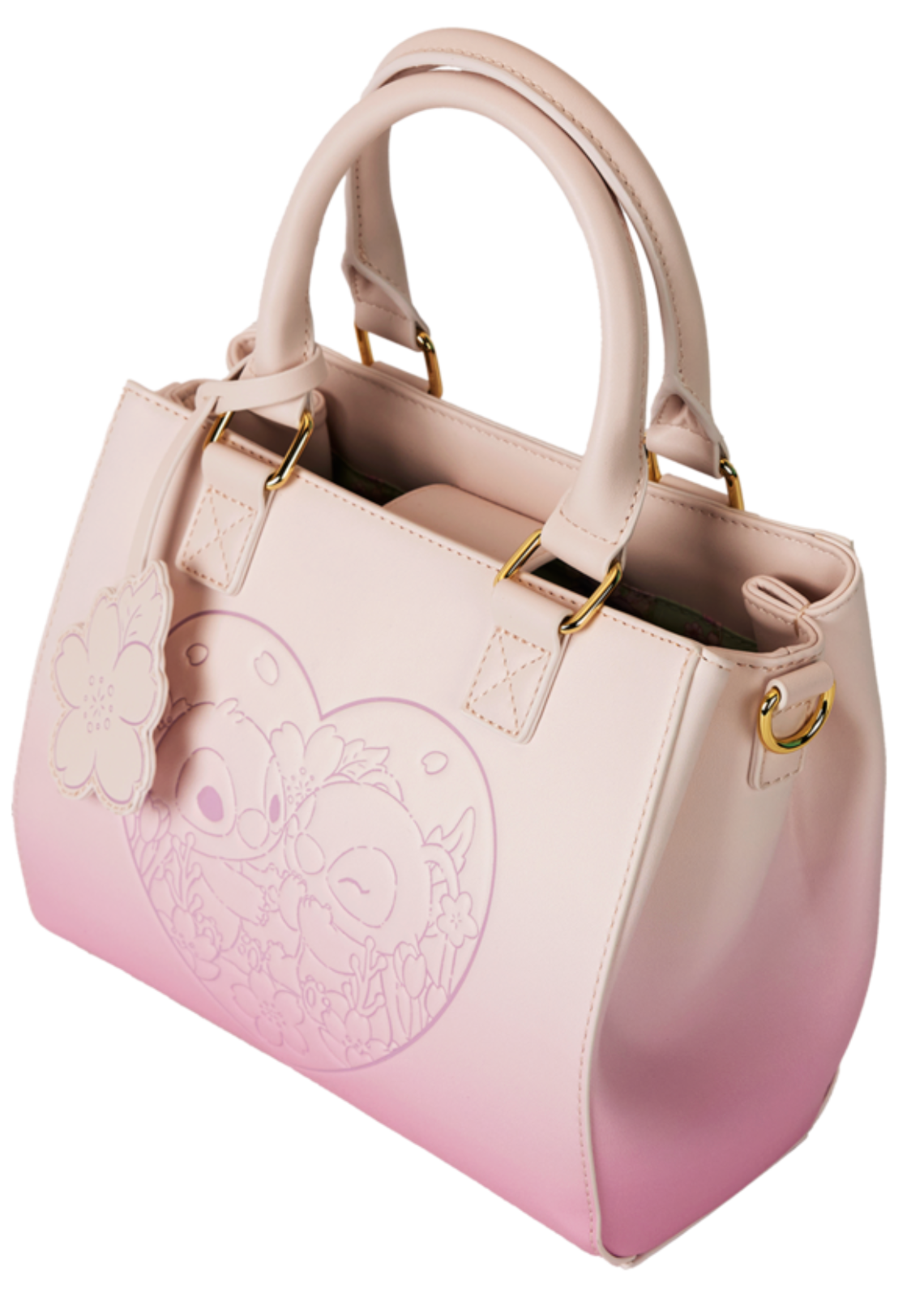 Loungefly Disney Soft Pink Stitch and Angel Adjustable Crossbody Bag