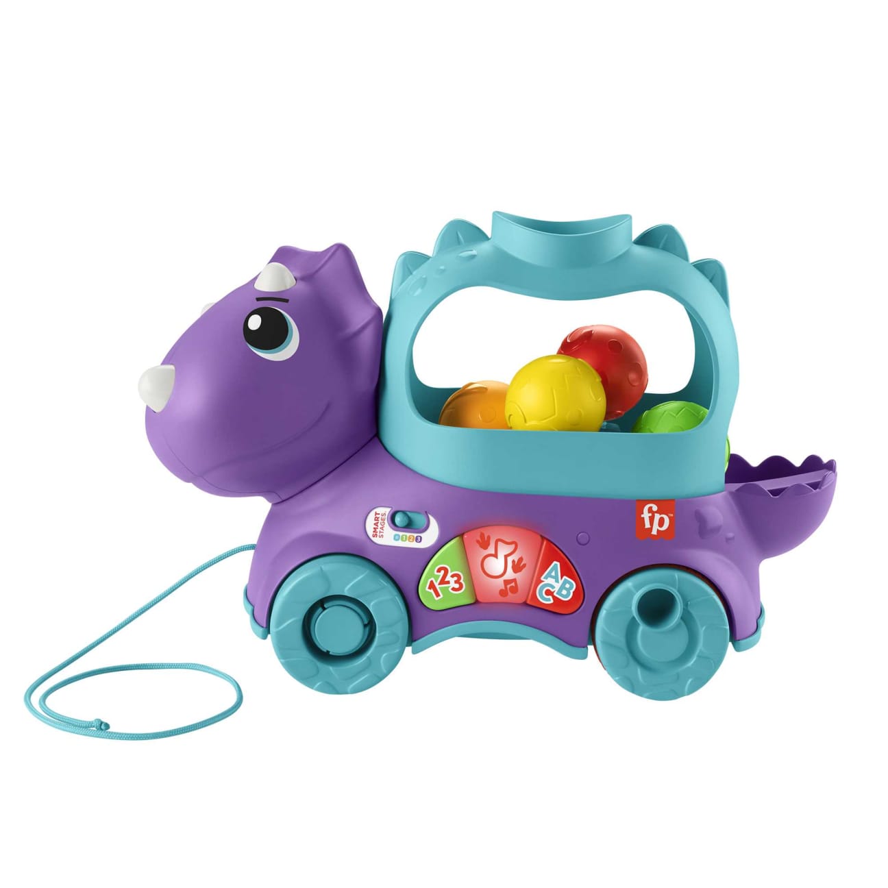 Fisher-Price Interactive Ball Popper Pull Toy - Poppin’ Triceratops for Toddlers' Prehistoric Fun