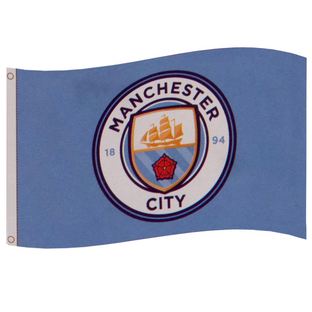 Large Manchester City Football Club Crest Decorative Flag for Supporters