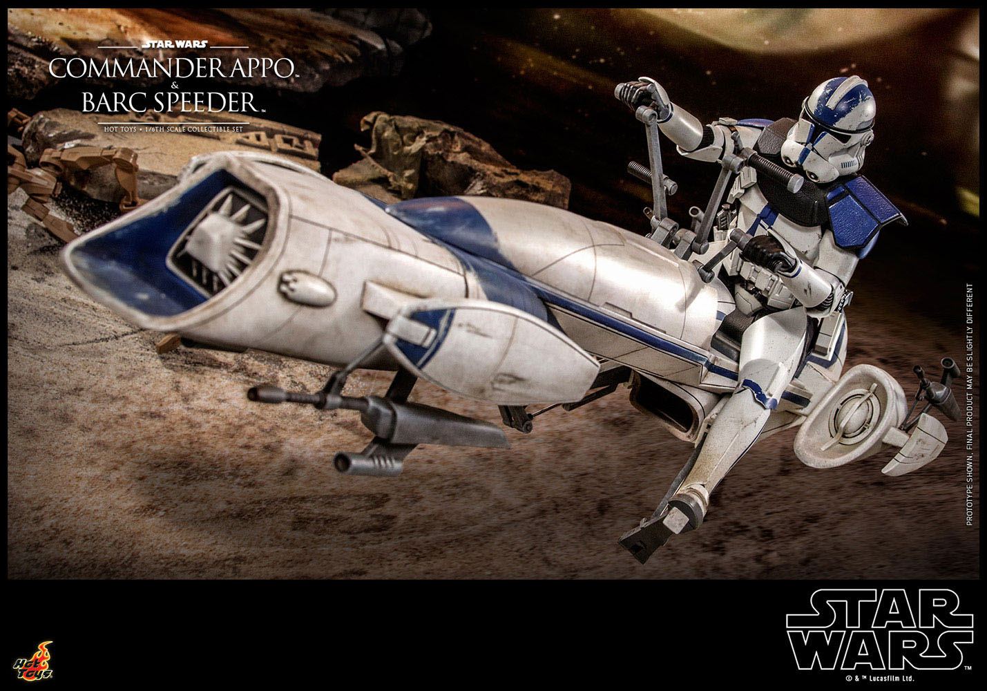 Hot Toys 1:6 Scale Star Wars Clone Wars - Detailed Commander Appo with BARC Speeder Set