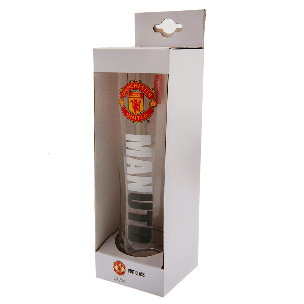 Tall Manchester United FC Pilsner - Style Beer Glass with Club Crest
