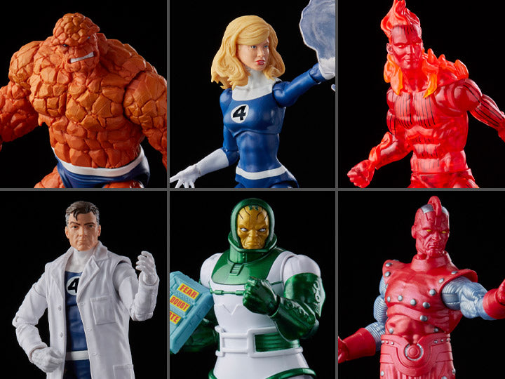 Marvel Legends Retro Style Action Figure Collection - Complete Fantastic Four Bundle with Six Figures