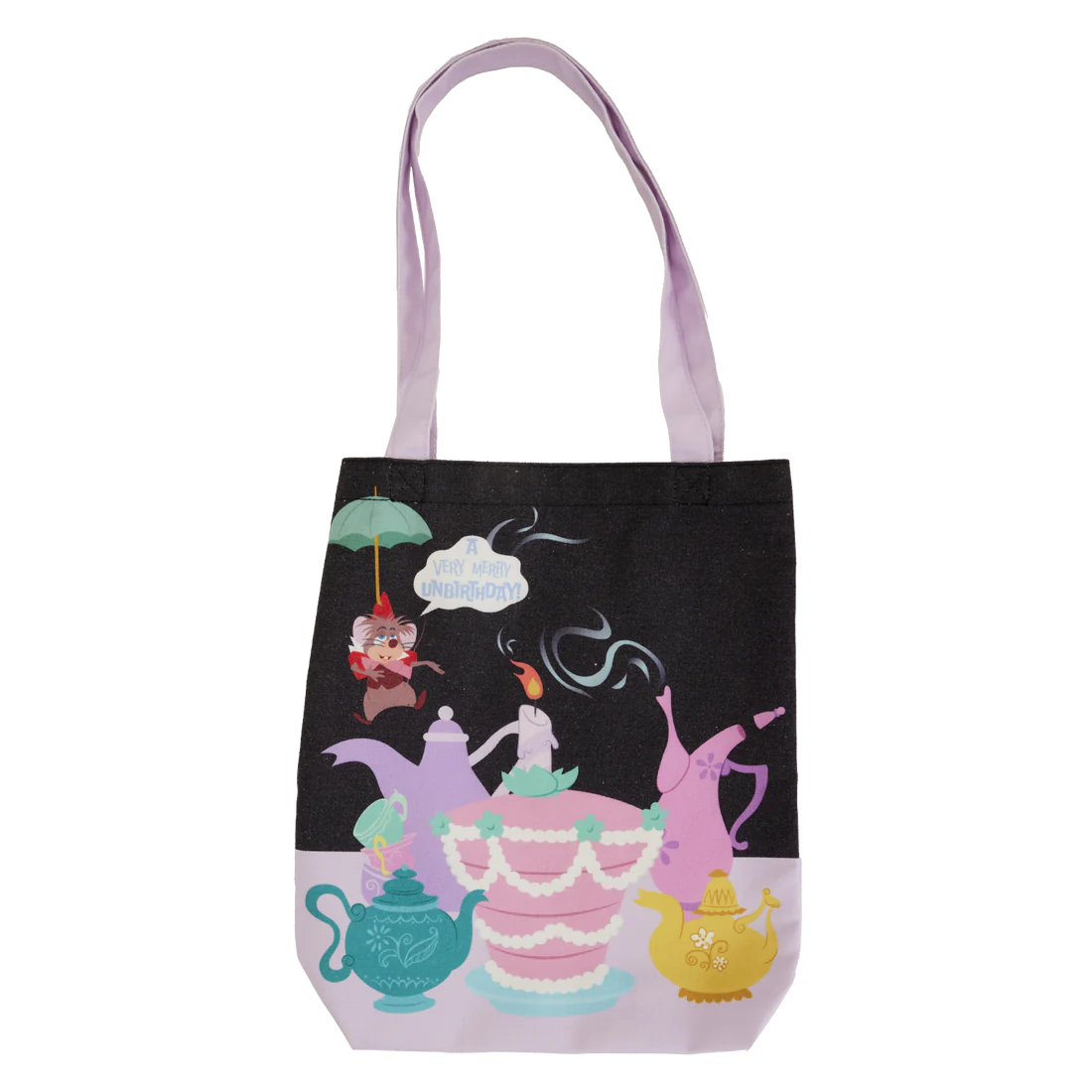 Loungefly Disney Themed Canvas Tote Bag Inspired by Alice In Wonderland's Unbirthday Party