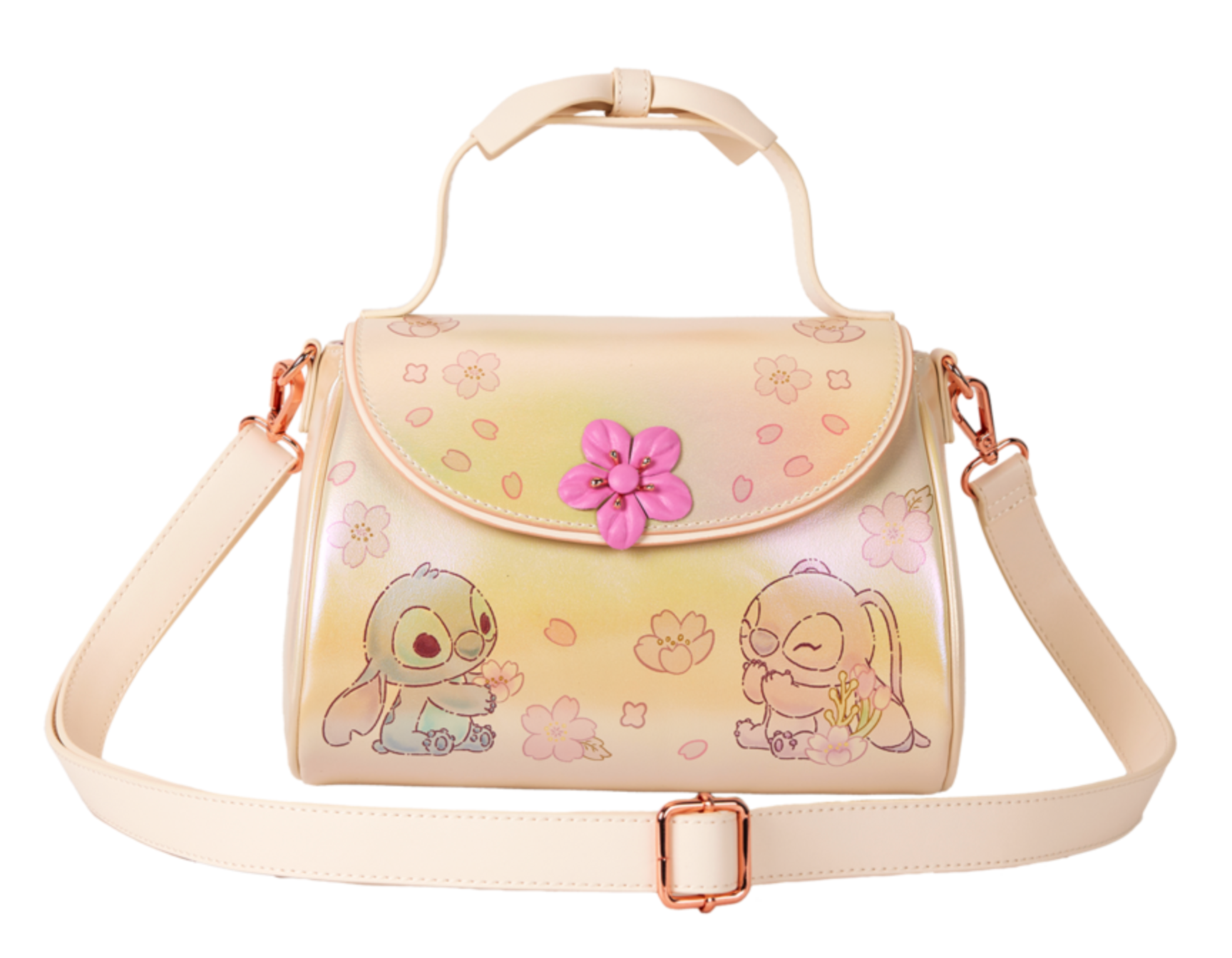 Loungefly Disney Iridescent Stitch and Angel Bow-Handle Fashionable Crossbody Bag