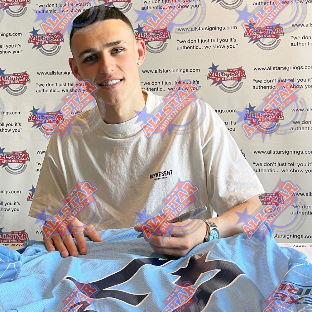 Authentic Phil Foden Signed 2020 - 2021 Manchester City FC Replica Shirt