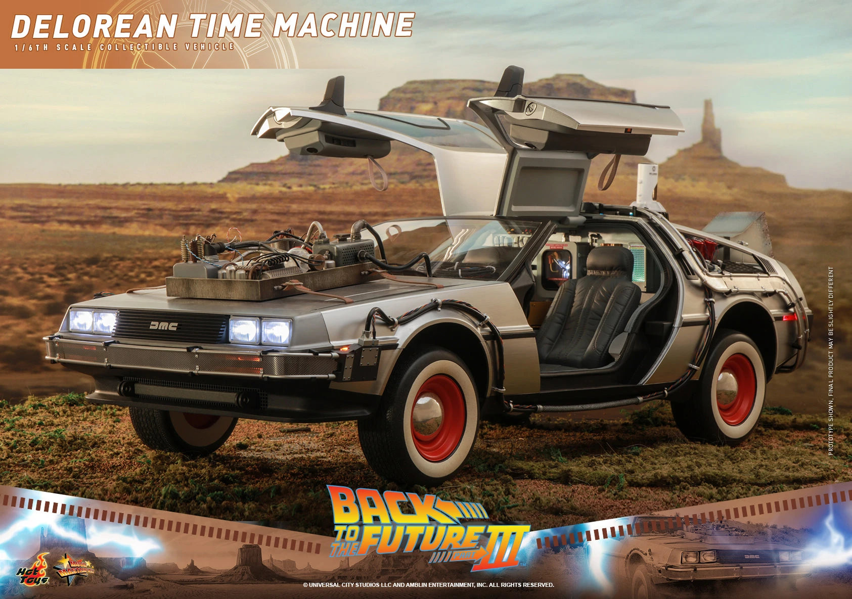 Hot Toys 1/6th Scale Back to the Future Part III DeLorean Time Machine Collectible