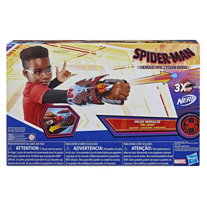 Marvel's Spider - Man: Across the Spider - Verse Inspired Miles Morales Tri - Shot NERF Blaster Toy for Kids