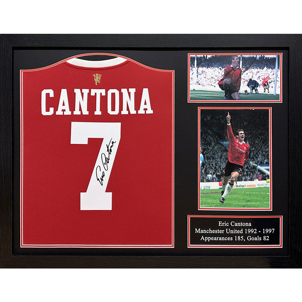 Authentic Eric Cantona Signed Framed Manchester United FC Replica Shirt (2021 - 2022)