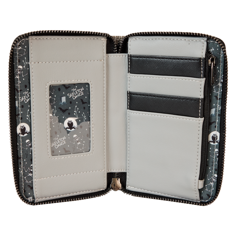 Loungefly Licensed Disney Skeleton Dance Themed Zip Around Vegan Leather Wallet for Collectors