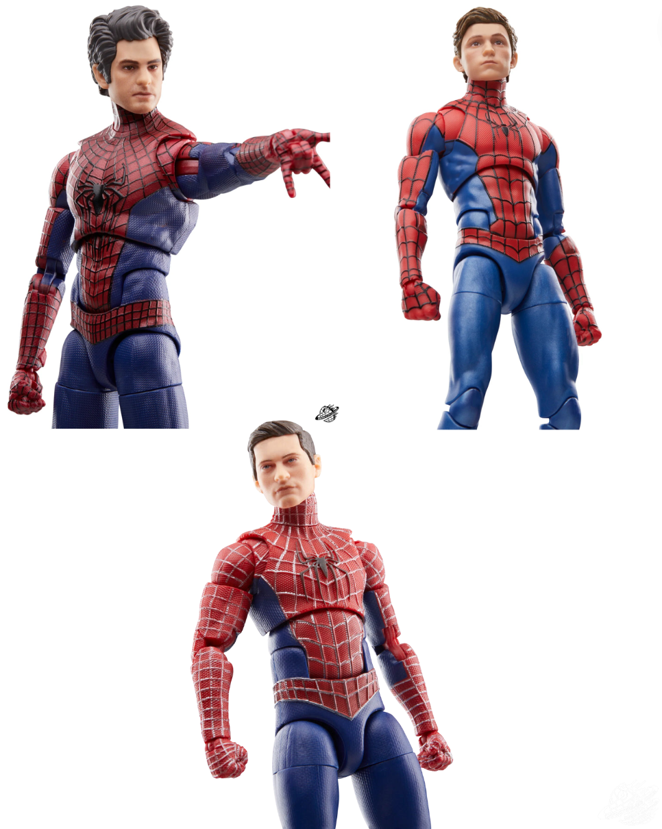 Collectible Marvel Legends Spider - Man 3 Figure Bundle Featuring Tobey Maguire, Andrew Garfield, and Tom Holland