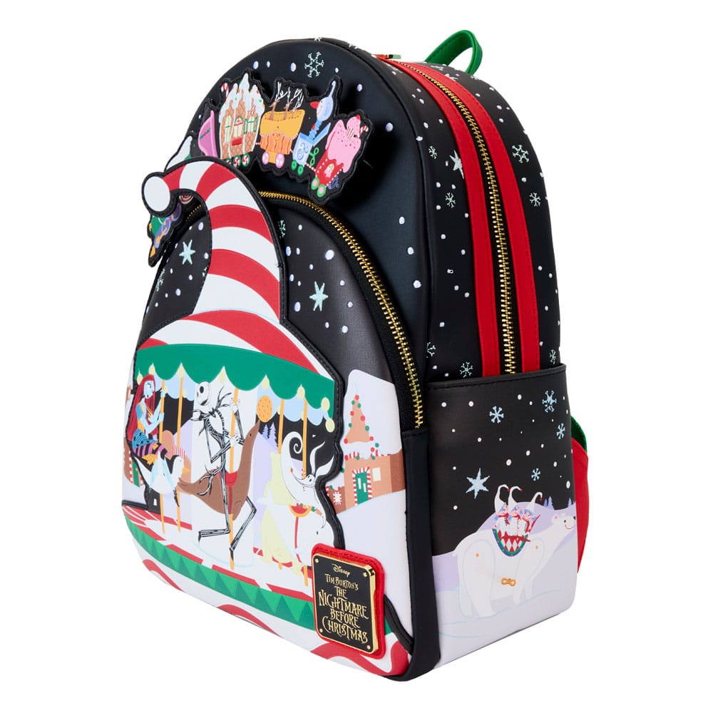 Loungefly Brand Disney The Nightmare Before Christmas Christmas Town Themed Fashionable Mini Backpack for Travel and Daily Use