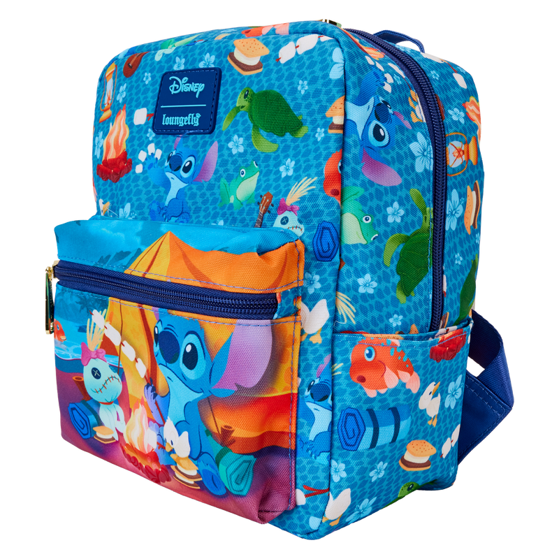 Loungefly Disney Mini Nylon Backpack with Stitch Camping Cuties All - Over Print
