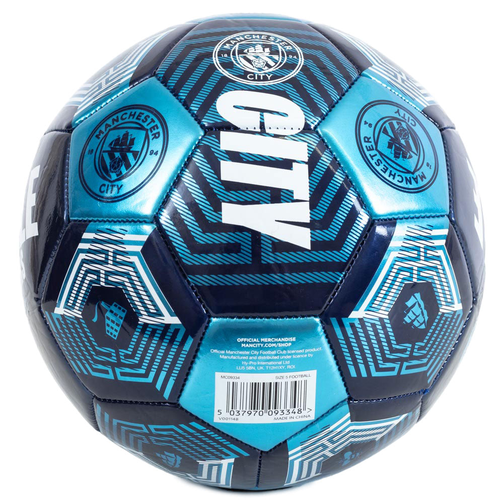 High - spec Vibrant Blue Metallic Manchester City Treble Champions Football