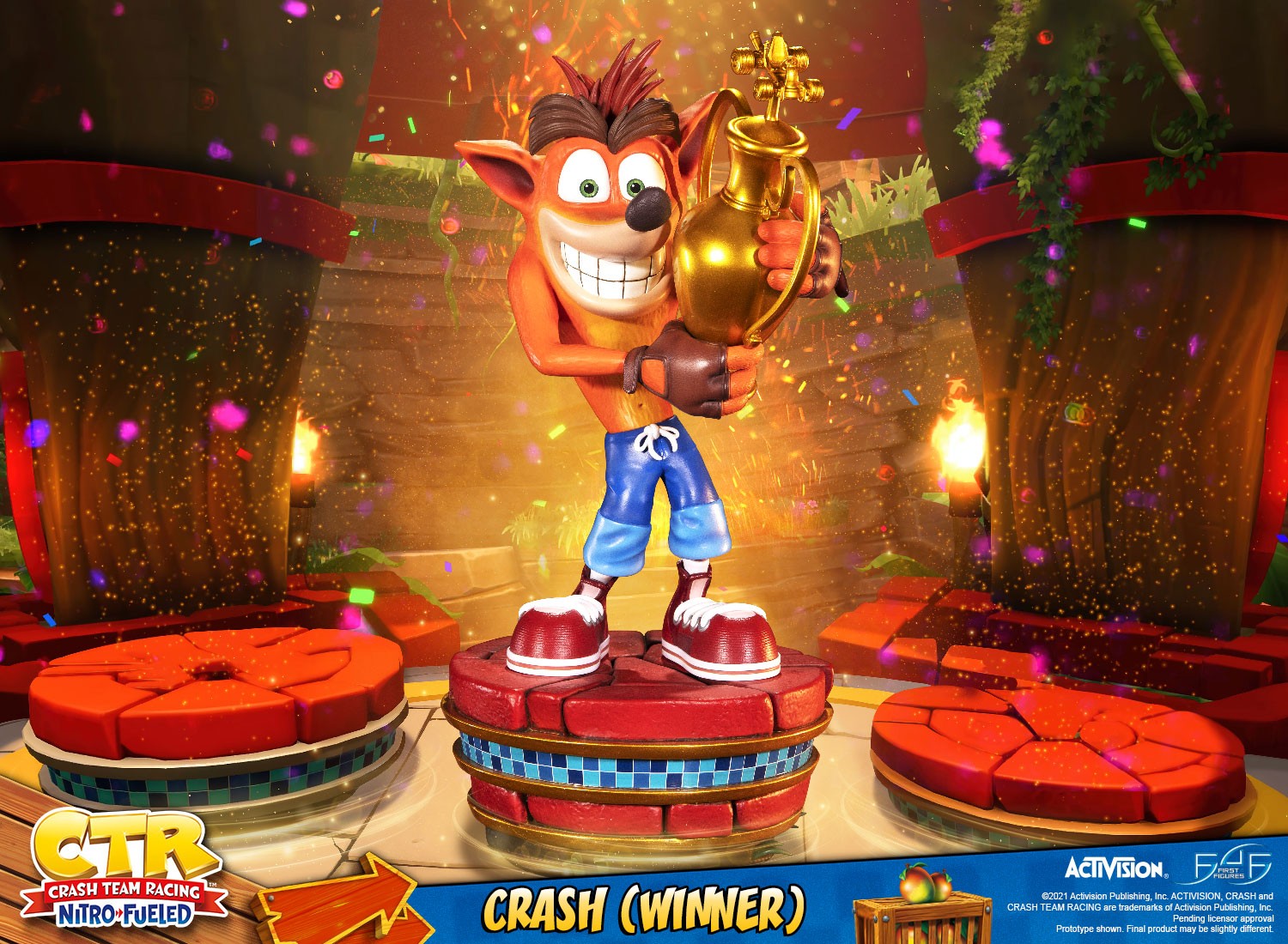First4Figures Resin Collectible: Crash Bandicoot Nitro-Fueled Winner Statue