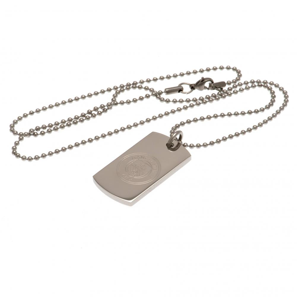 Engraved Manchester City FC Stainless Steel Dog Tag with Ball Chain
