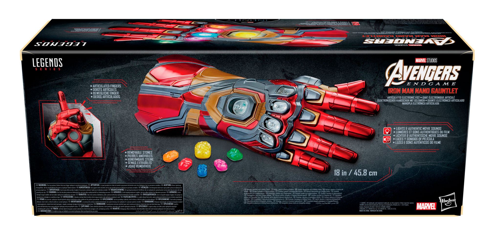 Hasbro's Premium Marvel Legends Series Articulated Electronic Iron Man Nano Gauntlet Collectible Toy
