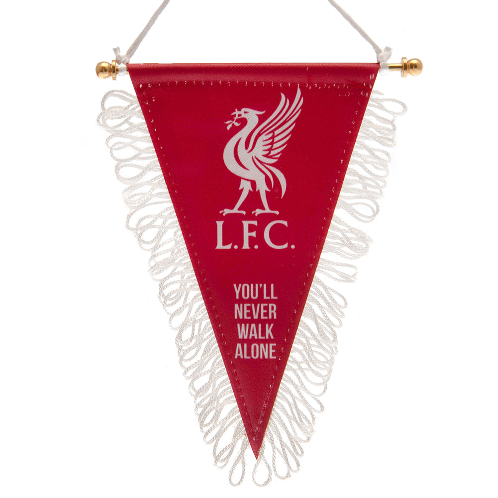 Mini Triangular Satin Pennant of Liverpool FC with Liverbird Crest